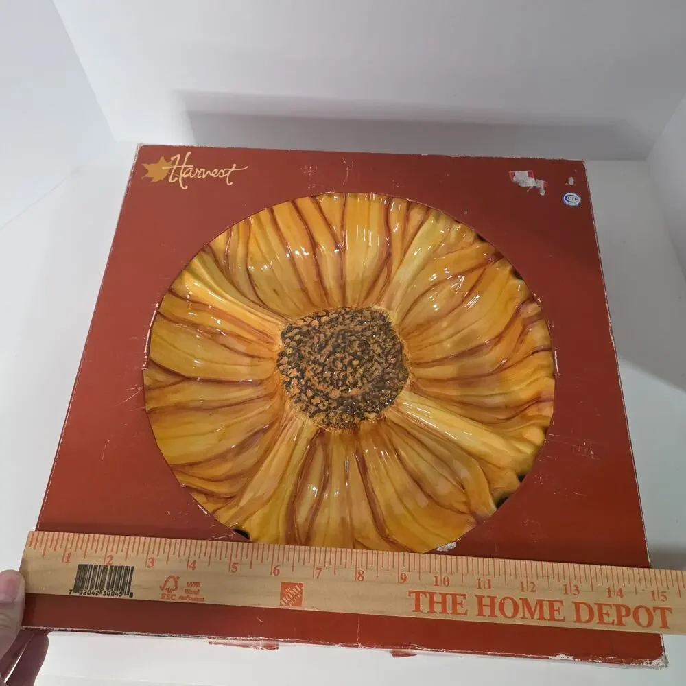 Harvest Sunflower 4-Section Ceramic Divided Serving Dish 15in Original Box